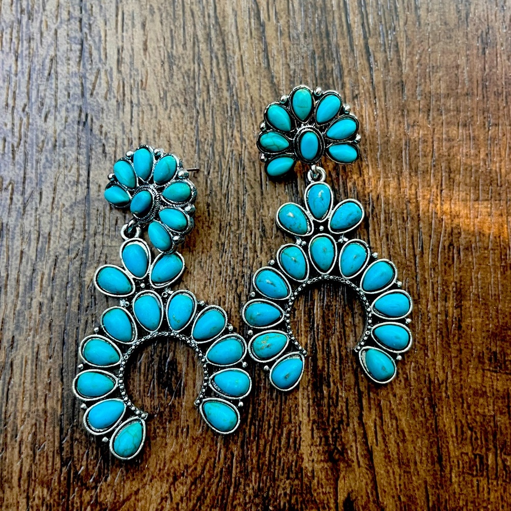 Turquoise accented silver earrings